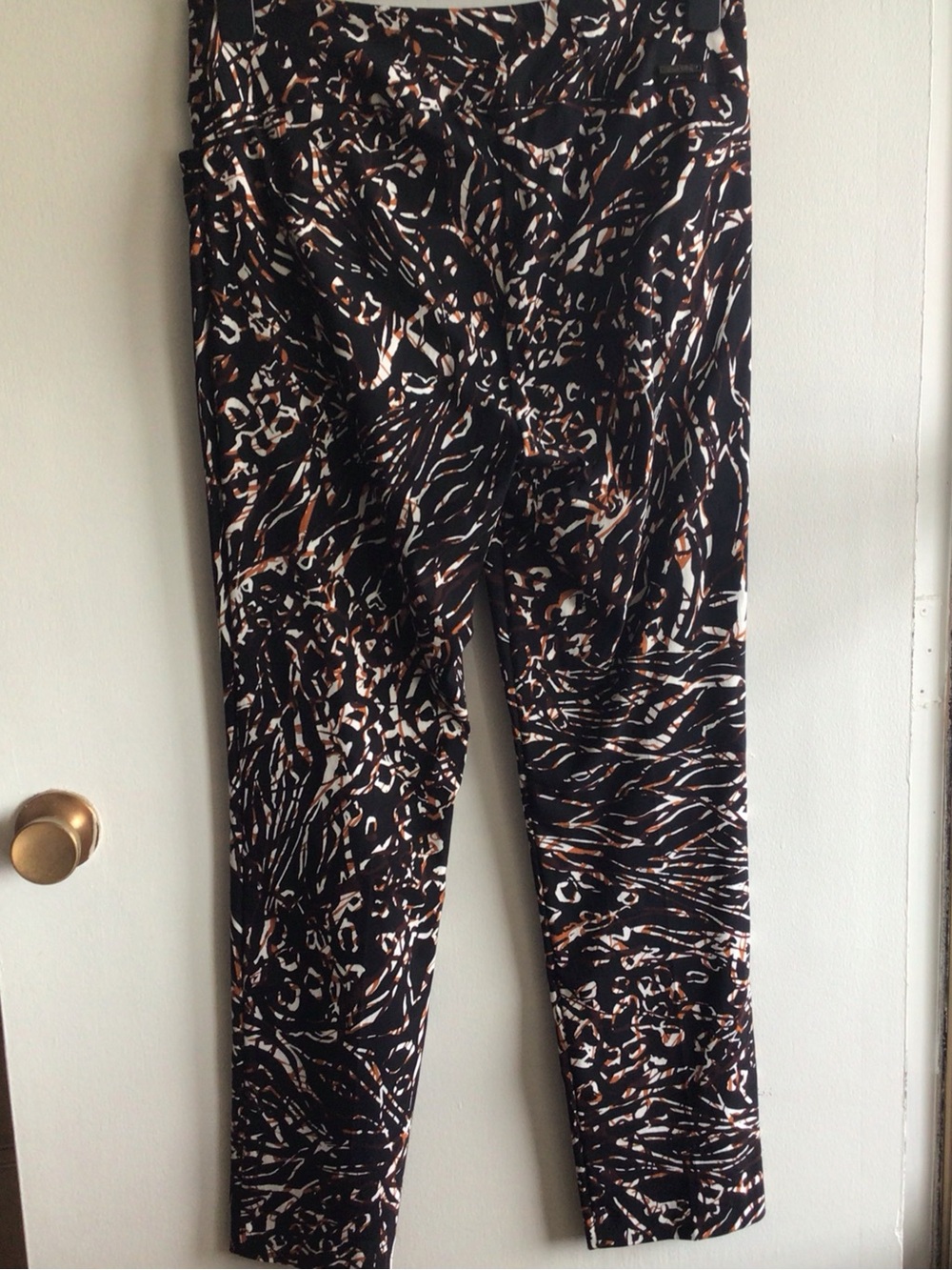 Joseph Ribkoff Black, Brown & White Abstract Print Skinny Pants